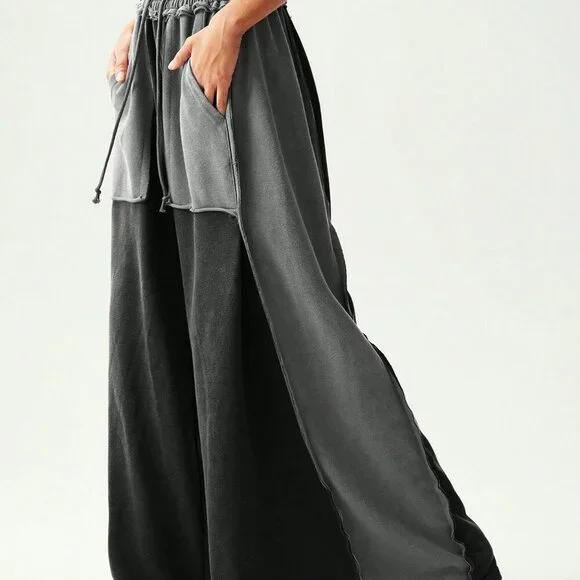 Black Boho Casual Women's Wide Leg Pants - Picture 5 of 7